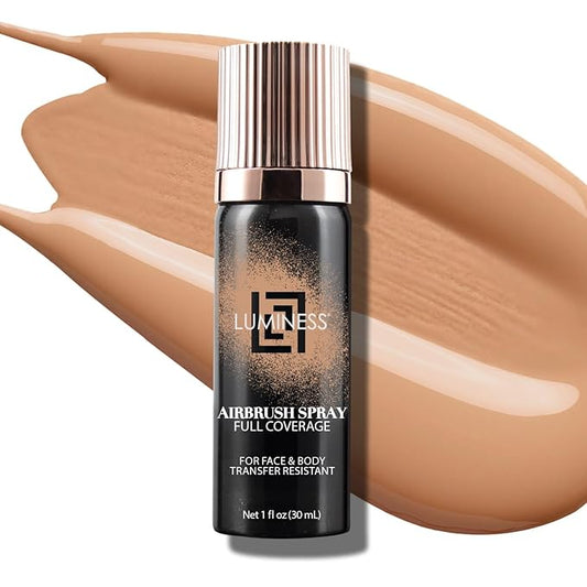 LUMINESS Airbrush Body Coverage - Tattoo Cover Up Makeup - Full Coverage Foundation for Face & Body - Water-Resistant, Long-Wear, Natural Radiant Finish, Warm