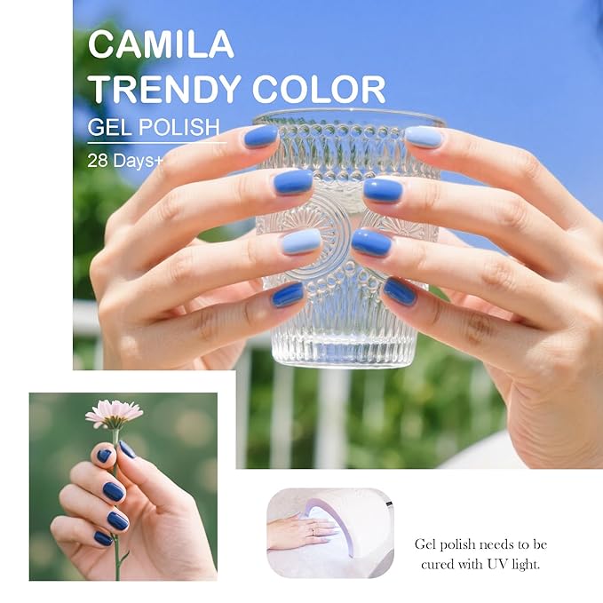 CAMILA ¿ 6pcs 15ml Gel Polish Set Navy Blue Gel Nail Polish Kit Soak Off Gel Polish Manicure Salon For Women F Set