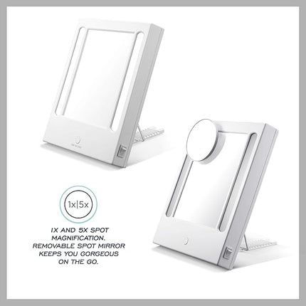 Conair Lighted Makeup Mirror, LED Vanity Mirror, 1X/5X Magnifying Mirror, Corded in Glossy White