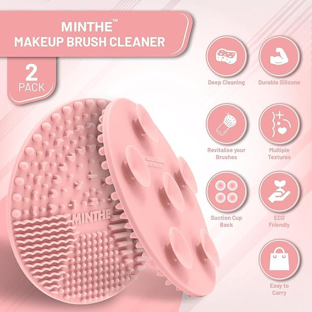 MINTHE™ Makeup Brush Cleaner Mat | 2 Pack | Silicone Make up Cleaning Pad