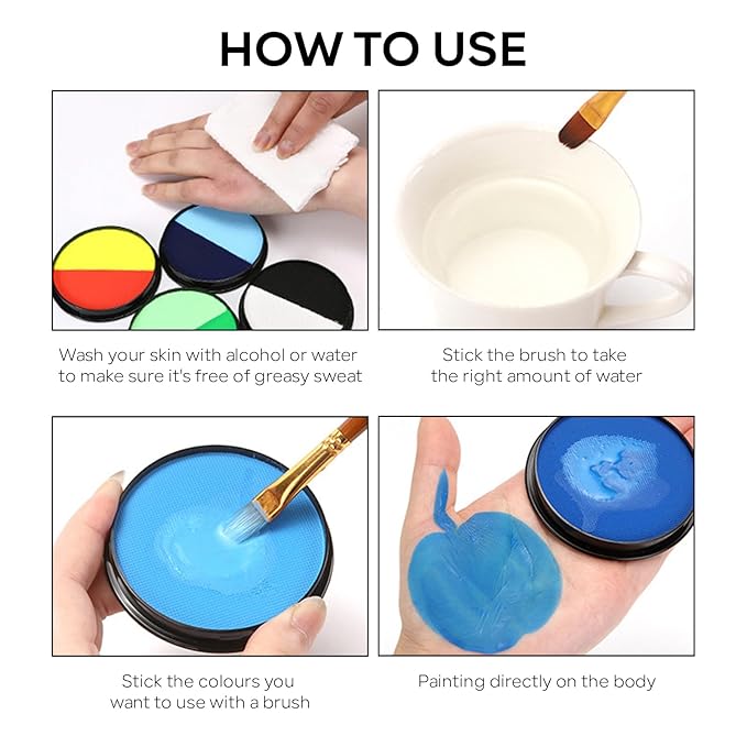 Green Face Body Paint Makeup 30G,Professional Stage Screen Halloween,Non Toxic Face Body Paint Makeup for Halloween Costume Theater Dress-Up Monster Vampire Witch Hulk Makeup-04