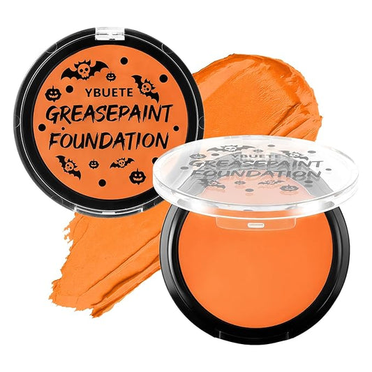 Orange Cream Face Body Painting Foundation, Professional Full-coverage Oil Based Orange Face Paint Halloween SFX Cosplay for Pumpkin Clown Tiger Monster Adult Costume Party & Carnival