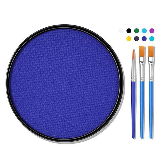 Royal Blue Face Body Paint Makeup 30G,Professional Stage Screen Halloween,Non Toxic Face Body Paint Makeup for Halloween Costume Theater Dress-Up Smurf Sea Mystique Avatar Makeup-20