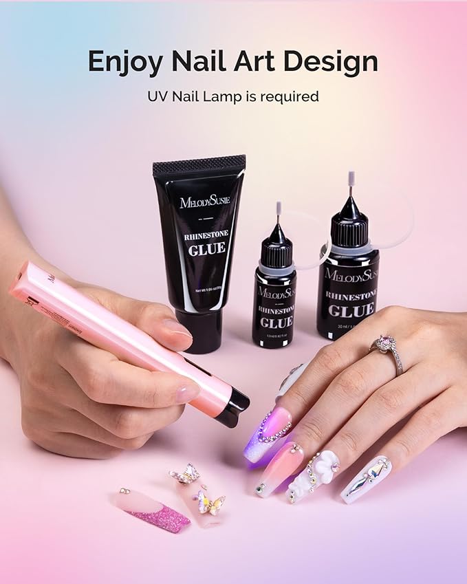 MelodySusie Handheld UV Light for Gel Nails and Nail Rhinestone Glue, ART01R Cordless Gel X Nail Lamp Rechargeable with LCD Display Flash Cure Nail Dryer for Nail Art Design Decoration DIY at Home