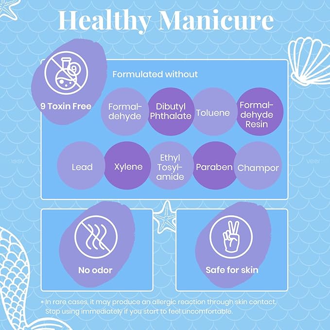 Beetles Gel Nail Polish, 6 Colors Blue Purple Baby Blue Light Purple Gel Polish Aquamarine Mermaid, Soak Off UV LED Nail Lamp Gel Polish Manicure DIY Nail Art Home Salon