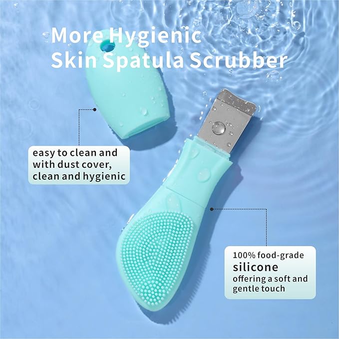 Silicone Face Scrubber Blackhead Remover Tool-2 in 1 Nose Scrubber Black Head Remover for Face Nose, Skin Scrubber Face Spatula for Women Men Pore Cleansing Skin Care(Light Blue)