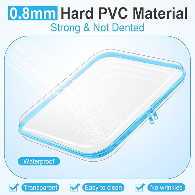 Sanwuta 6 Pcs Clear Hard Zipper Case Pencil Pouches Hard Plastic Zipper Pouches Makeup Bag Transparent Cases for Snacks Plastic Storage Organizer Box for Travel(Assorted Color,13.78 x 11.81 x 2 Inch)