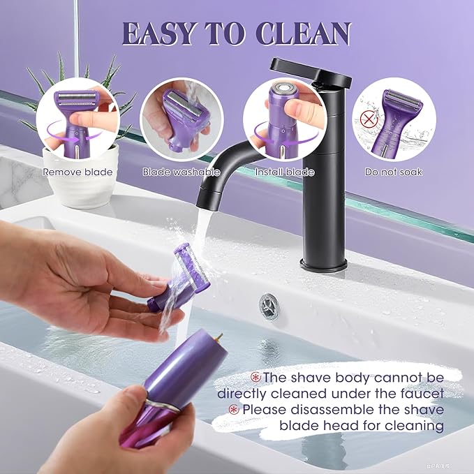 Electric Razor for Women,6 in 1 Women's Bikini Trimmer Shaver for Women & Men Pubic Hair, Private Area, Legs, Eyebrow,Face, Nose, Eyebrow, Body Hair Removal IPX5 Waterproof Wet & Dry