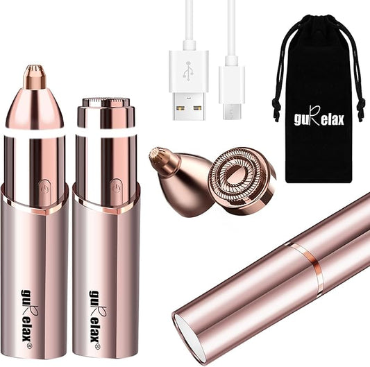Gurelax Facial Hair Remover, Personal Groomer for Women(2025 Luxury 2 in1), Gentle and Quick, Electric Eyebrow Facial Trimmer for Chin, Lip, Face, Nose