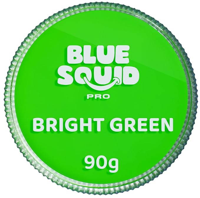 Blue Squid PRO Face Paint - Professional Water Based Single Cake Facepaint & Body Paints - SFX Makeup, Kids Adults Face Painting for Costume, Halloween, Cosplay - Classic Bright Green 90g / 3oz