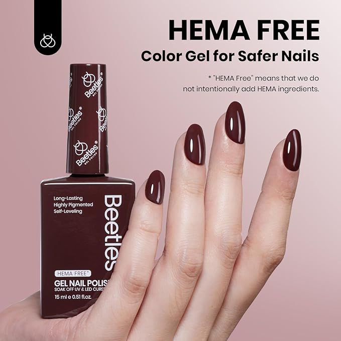 Beetles Burgundy Red Gel Polish - 15ML Hema-Free Maroon Wine Dark Red Gel Nail Polish High Gloss Soak Off Merlot Wine Fall Uv Nail Polish Manicure Salon Color Bottle 0.51 Fl Oz