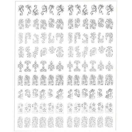 Warm Girl 108Pcs 3D Silver Flower Nail Art Stickers Decals Stamping DIY Decoration Tools
