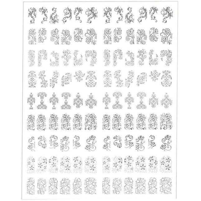 Warm Girl 108Pcs 3D Silver Flower Nail Art Stickers Decals Stamping DIY Decoration Tools