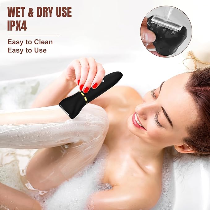 Karrte 2-in-1 Men Electric Shaver Dual Head Bikini Trimmer, Razors for Shaving Pubic Hair, Wet and Dry Cordless Painless Hair Removal for Private Area Black