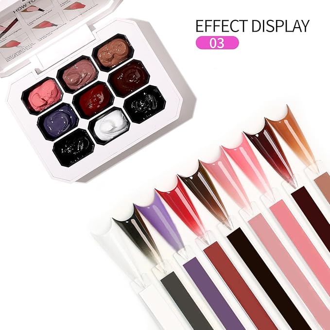 Ombre Gel Nail Polish Nail Sponges for Ombre 9 Series Colorful Blush Effect Gradient Painting Gel for Ombre Nails Multistyle French Manicure Nail Art DIY Home (A8, 1)