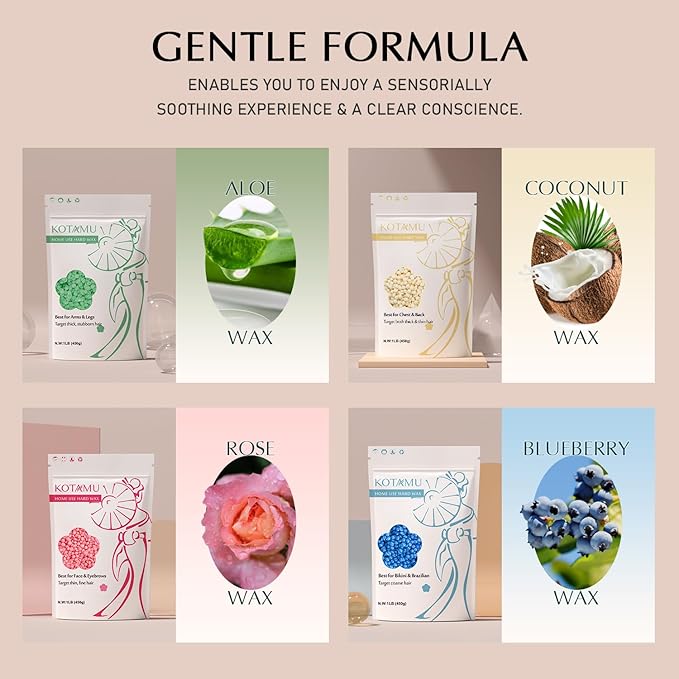 KOTAMU Waxing Kit for Women & Men, Wax Warmer for Hair Removal, Digital Wax Kit with Silicone Pot，Ideal for Face Eyebrow Arm Legs Armpit &Sensitive Skin, Lucum Waxing Machine for Home Salon Use