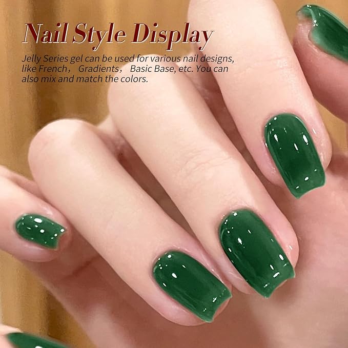 Born Pretty Jelly Gel Nail Polish,Halloween Fall Winter Transparent Gel Polish,Christmas Brown Blood Wine Red Orange Green Blue,Soak Off U v LED Light Cure Nail Art Kit for Salon and DIY at Home