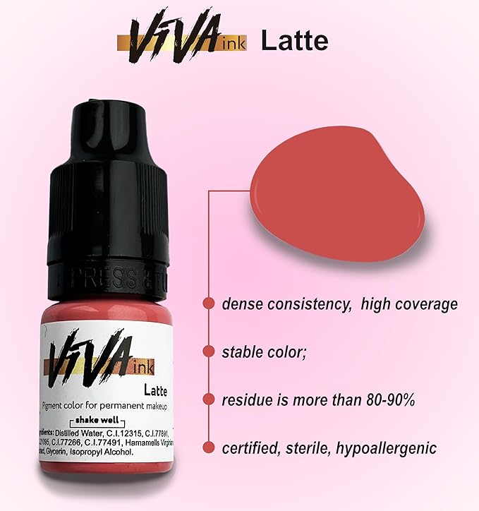 Lip Pigment – Latte – Permanent Lip Makeup – Microblading Ink for Durable and Colorful Lips – Long Lasting Color Lip Cosmetics (0.2 oz)