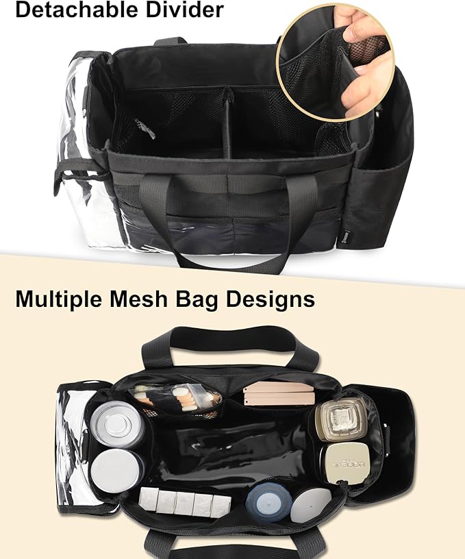 Travel Makeup Bag Small Cosmetic Bag Makeup Artist Bag Professional Touch Up Makeup Kit Bags with Detachable Dividers Multi Pocket Cosmetic Storage Organizer for Beauty Pros (Black)