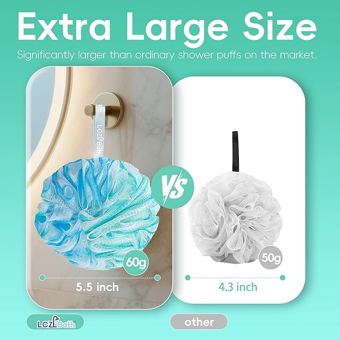 Shower Loofah 4PCS Soft Bath Body Sponge 60g Loofa Set Thick Wash Puffs for Women and Men