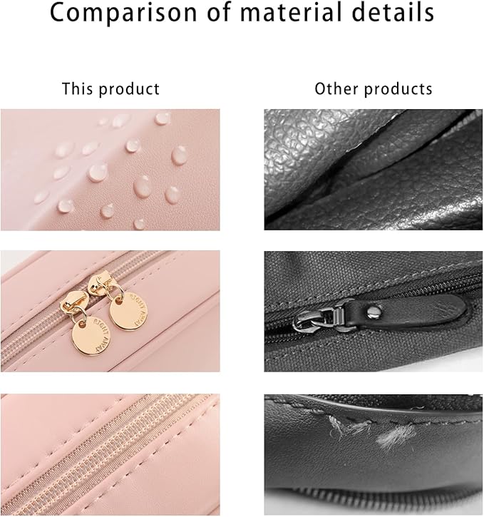 RIGHT AWAY Small Makeup Bag for Purse,Travel Cosmetic Bag Organizer for Women,Cute Make Up Pouch Waterproof Toiletry Bag with Zipper,Portable Makeup Case Skincare Bag for Travel Accessories(Pink)