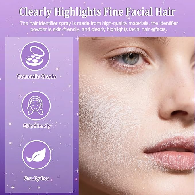 Yosca Hair Identifier Spray for Face Shaving, 150ML Skin Body Hair Identifier Spray for Face Dermaplaning, Facial Hairspray for Dermaplaning, Moisturizing and Skin Care Shaving Powder with Razor