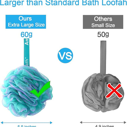 AmazerBath Loofah Sponge 60g/Piece, Exfoliating Bath Sponge Body Scrubber - Loofa Set of 4 Flower Color (Green-Purple)