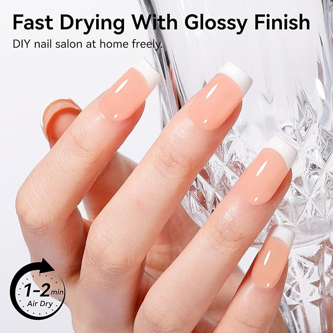 Nail Polish Jelly Peachy Nude Sheer Regular Nail Polish 9-Toxic Free Vegan Rich in Castor Oil Fast Dry Translucent Toe Fingernail Polish for All Tone Skin Manicure Salon DIY at Home Gift