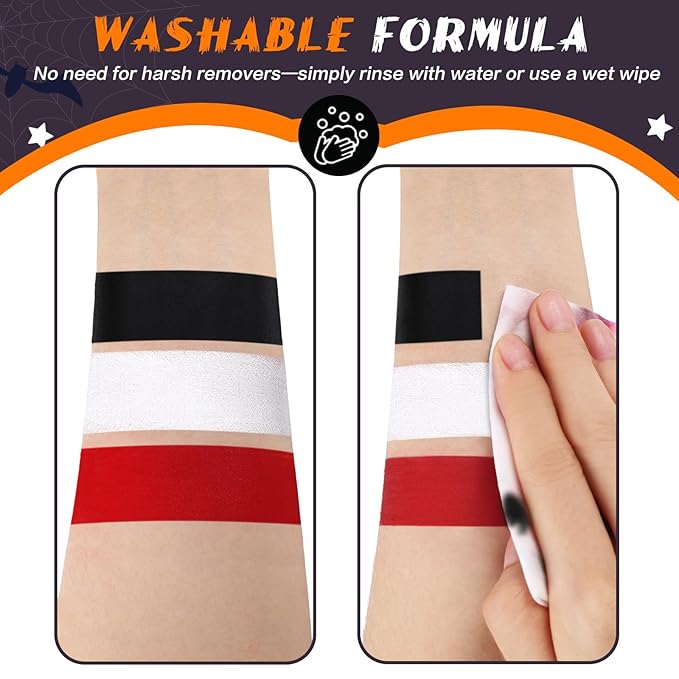 BOBISUKA White Face & Body Paint Stick Washable Water-Based Face Paint Makeup Stick for Halloween Clown, Joker, Zombie, Mime, Skeleton, Skull, Cosplay, SFX, Sports Eye Black & Costume Party