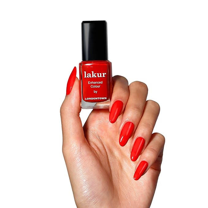 LONDONTOWN lakur Nail Polish - Chip-Resistant, Non-Toxic, Conditions & Hydrates Nails | Glossy Bright Red, Maraschino Cherry, .40 fl oz