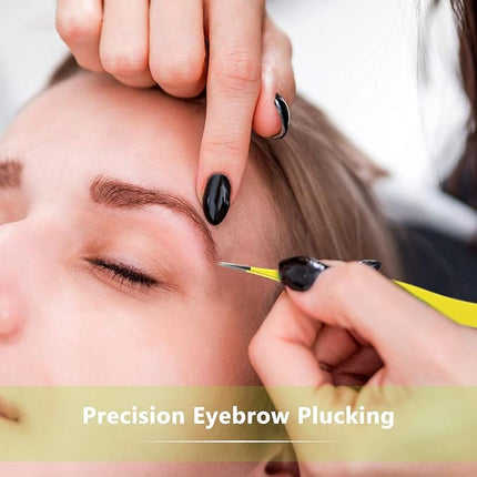 3 Pcs Tweezers for Ingrown Hair Remover Sharp Blackhead Remover Stainless Steel Tweezers Precision Eyebrow and Shards(Black, Yellow, Green)