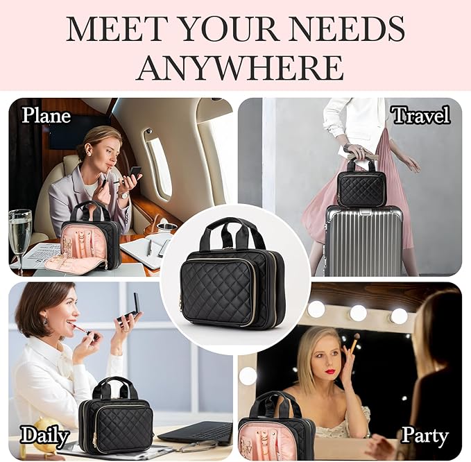 Hanging Toiletry Bag with Mirror – Travel Cosmetic Organizer for Women & Men, Toiletries, Accessories & Jewelry