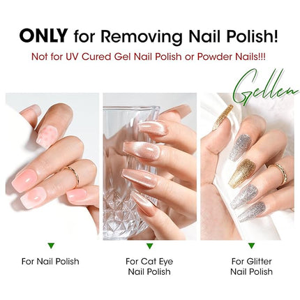 Gellen Nail Polish Remover, Non Acetone Nail Polish Removal for Regular Nail Polishes, Jasmine Scent Healthy Nail Polish Remover with Easy Push-down Pump, 6.09 Fl Oz