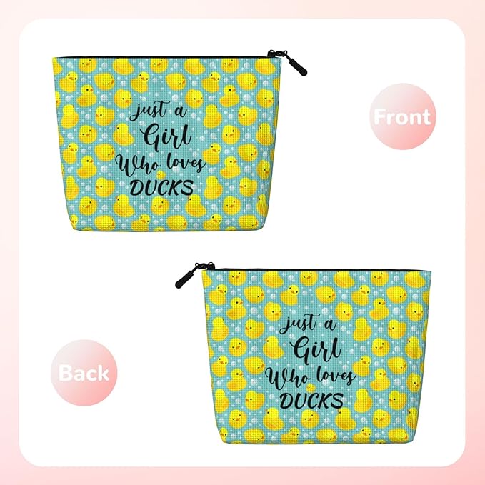 MOLAIGIN Just A Girl Who Love Ducks Cute Duck Cosmetic Bag For Women, Travel Makeup Bag, Toiletry Zipper Bag, Large Capacity Aesthetic Cases