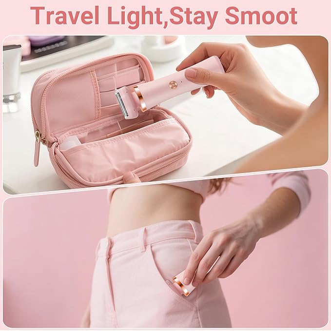 Bikini Trimmer for Women & Men - 2 in 1Replaceable Painless Electric Razor for Body & Face,Wireless Portable Trimmer for Women Wet & Dry Electric Shaver,IPX7 Waterproof,USB Rechargeable