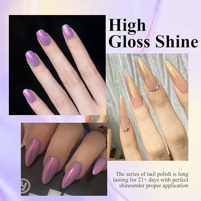 DouborQ 6 Colors Nail Polish Set Mermaid Pearl Glimmer Long-lasting Fingernail Nail Art Varnish (1-6)