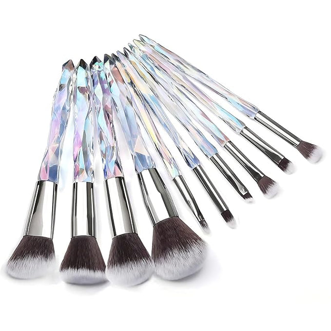 Kingtree Makeup Brushes Set, 10PCS Crystal Makeup Brushes Premium Synthetic Powder Foundation Concealer Eye Shadow Brush, Professional Face Eye Make Up Brushes for Girls Women