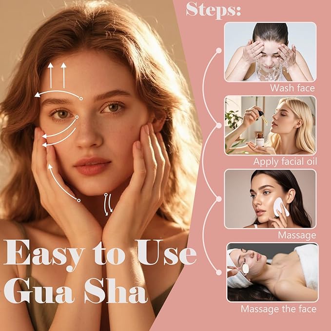 Jade roller and gua sha, facial roller, women's skincare tool, self-care gift, face, eye, neck massager, relieves fine lines and wrinkles, aventurine, opal, rose quartz