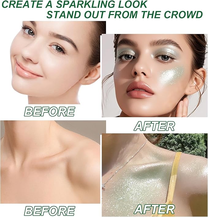 Hair and Body Glitter Spray, 1PC St Patricks Day Accessories Hair Glitter Extra Fine Face Shimmer Powder for Clothes, Festival Loose Sparkle Powder for Rave Nail Art Easter Crafts (Green)