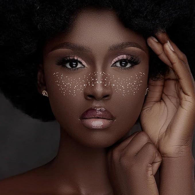 Makeup Patches - Face Glitter Speckles - Glow Up Cute Glitter Makeup Accessories for Women - Cosmetic Glitter Tattoos for Face - 12 Sheet