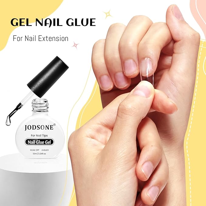 JODSONE 3Pcs 10ml Top and Base Coat Nail Glue Gel Set No Wipe for Long Lasting Manicures Nail Glue Gel for Securely Attaching False Nails and Decorations Requires U V Lamp Curing