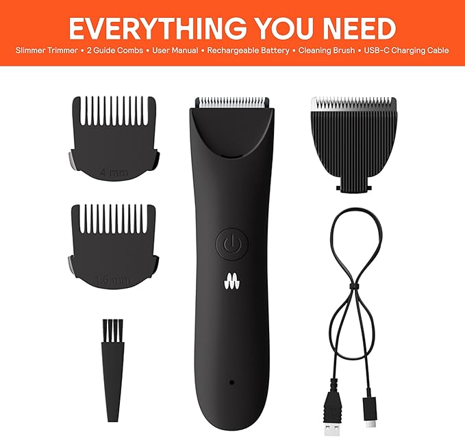 MERIDIAN Slimmer Trimmer – Electric Razor for Women, Bikini Line & Pubic Hair Trimmer, Rechargeable & Waterproof, Painless, Flawless Shave for Sensitive Skin, Gentle, Quiet & Travel-Friendly, Onyx