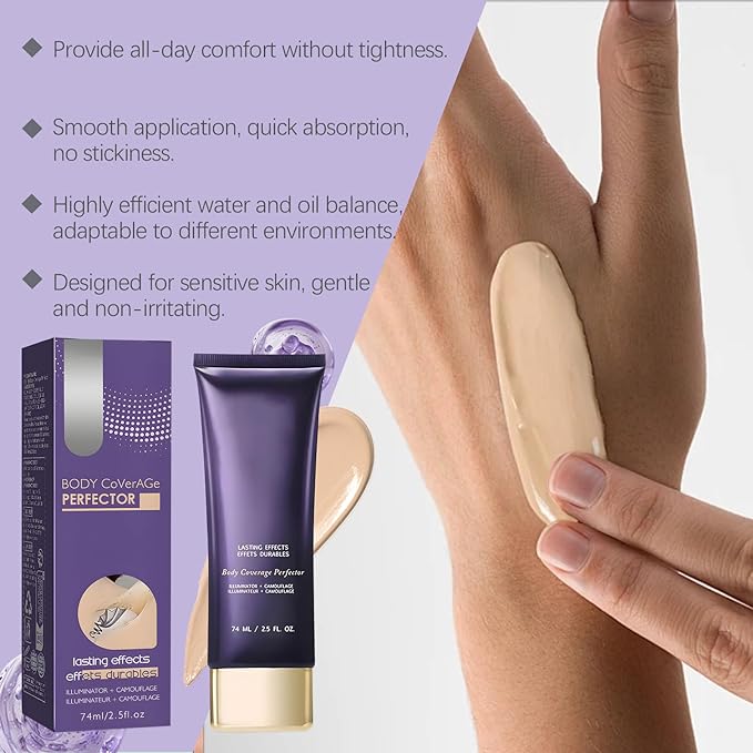 All Over Complexion Perfector, Body Coverage Perfector, Tattoo Cover-up Makeup, Transfer-Resistant Body Makeup, Long Last Body Foundation(Nature)