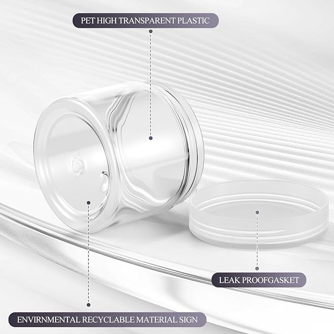 SATINIOR 36 Pieces 1 oz Plastic Jars with Lids Wide Mouth Airtight Reusable Container Acrylic Cosmetic Small Jars for Lotions Ointments Travel Toiletries Creams Make up Storage(Clear)