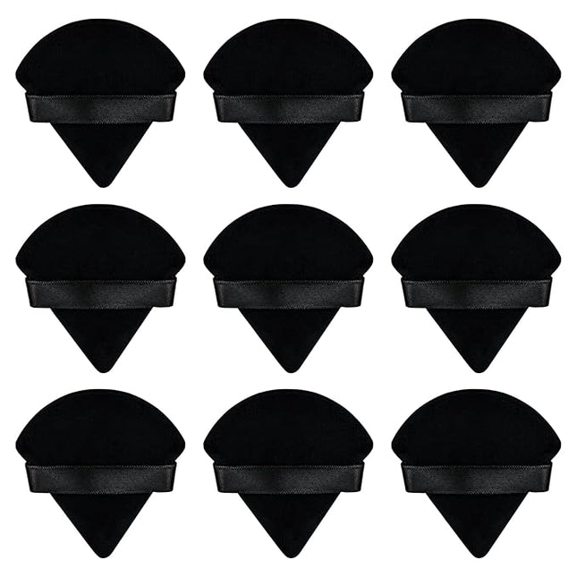 9Pcs Triangle Powder Puffs, Face Makeup Puff for Body Loose Powder Beauty Makeup Tool Black