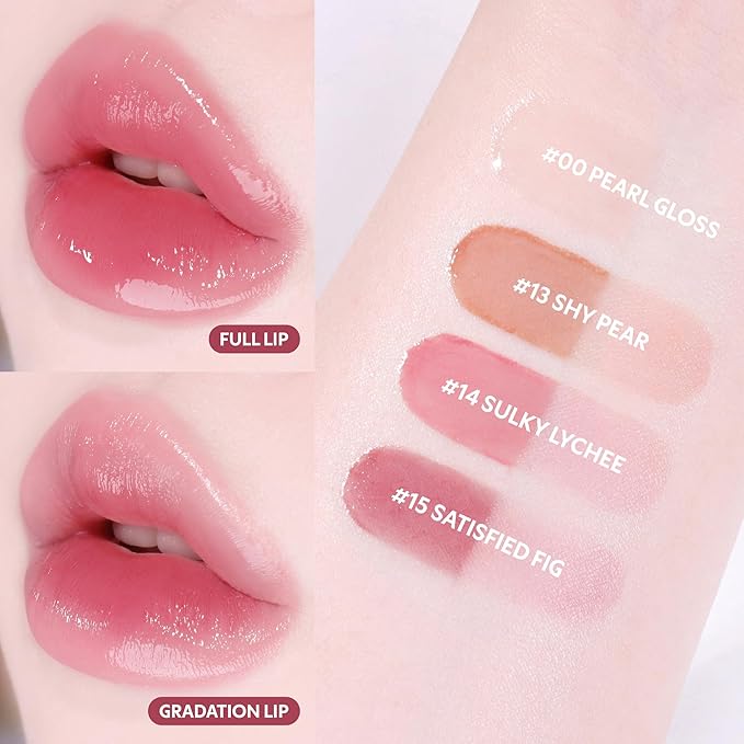 COLORGRAM Fruity Glass Tint 15 Satisfied Fig, Non-Sticky Formula for Glass-Like Shine and Effortless Application