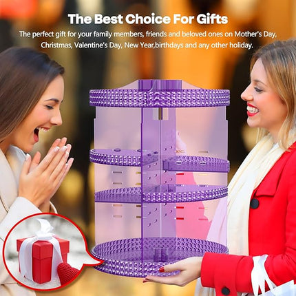 360 Degree Rotating Makeup Organizer, Extra Large Capacity Cosmetics Organizer, Removable 7 Layers Skincare Organizers, Spinning Perfume Organizer, Dresser Organizer Countertop (Purple)