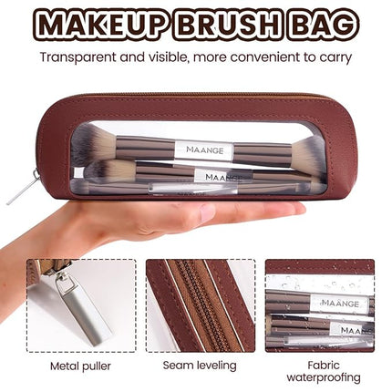 MAANGE 7 PCS Foundation Makeup Brush Set With Bag, Make up Brushes, Eyeshadow Concealer Brush, Double-ended Foundation Contour Powder Blush, Professional Face brush Set Tools For Liquid,Cream (White)