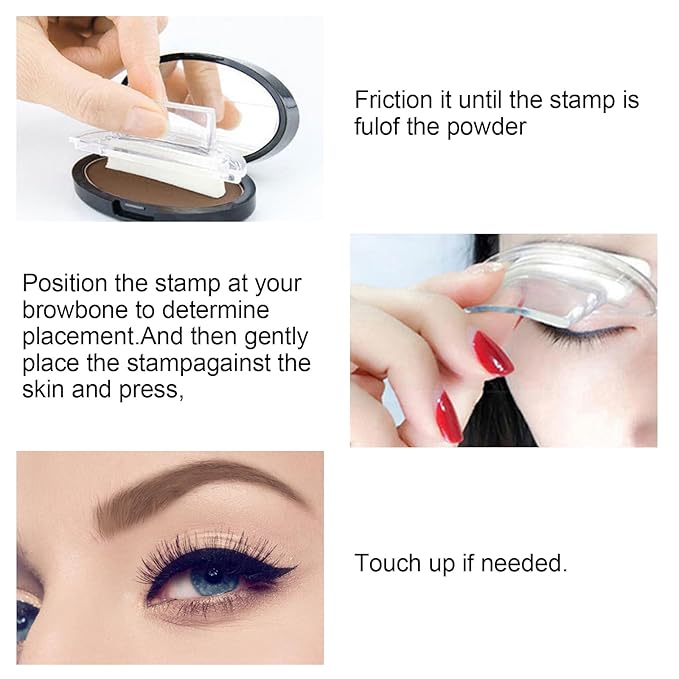 Boobeen Eyebrow Seal Stamp Powder - Waterproof 3 Seconds Eye Make Up Nature Coloring Kit - Creates Natural Looking Brows for Makeup Beginners