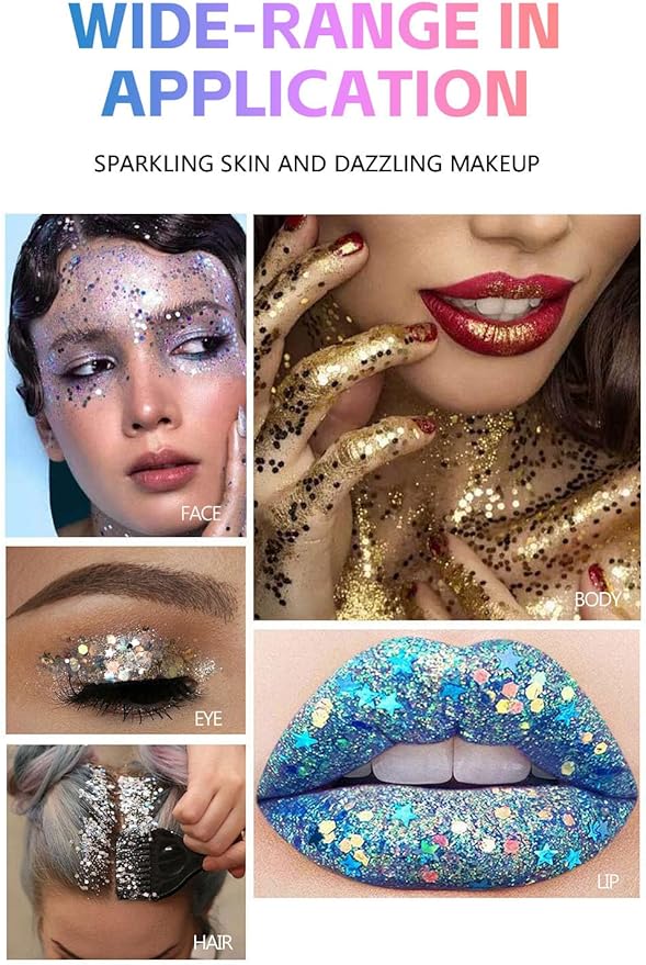 Blue Body Glitter Stick, Blue Accessories for Party Singer Concerts Music Festival Rave Makeup.